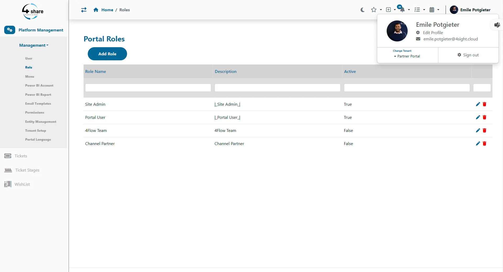 4Share dashboard screen 1