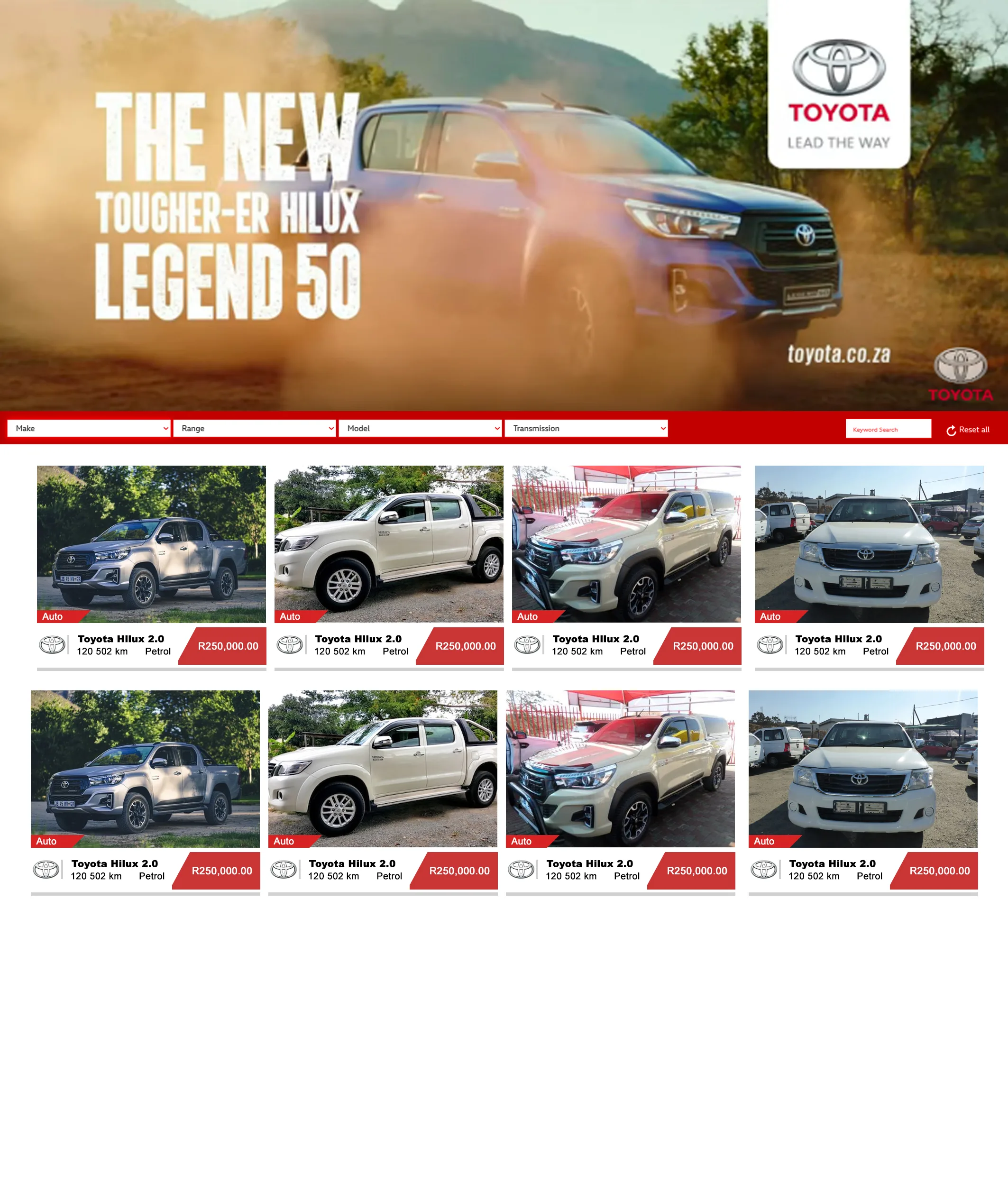 Pre-owned vehicles listing
