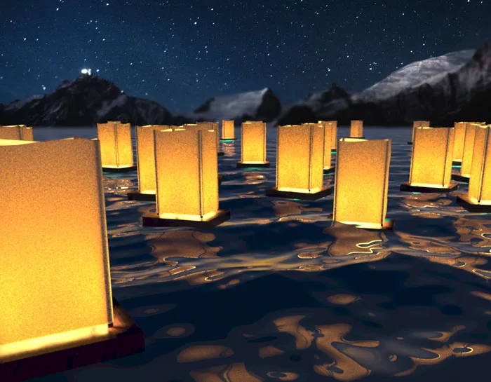 Floating lantern 3D render