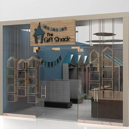 Shop fitting 3D render, angle 1