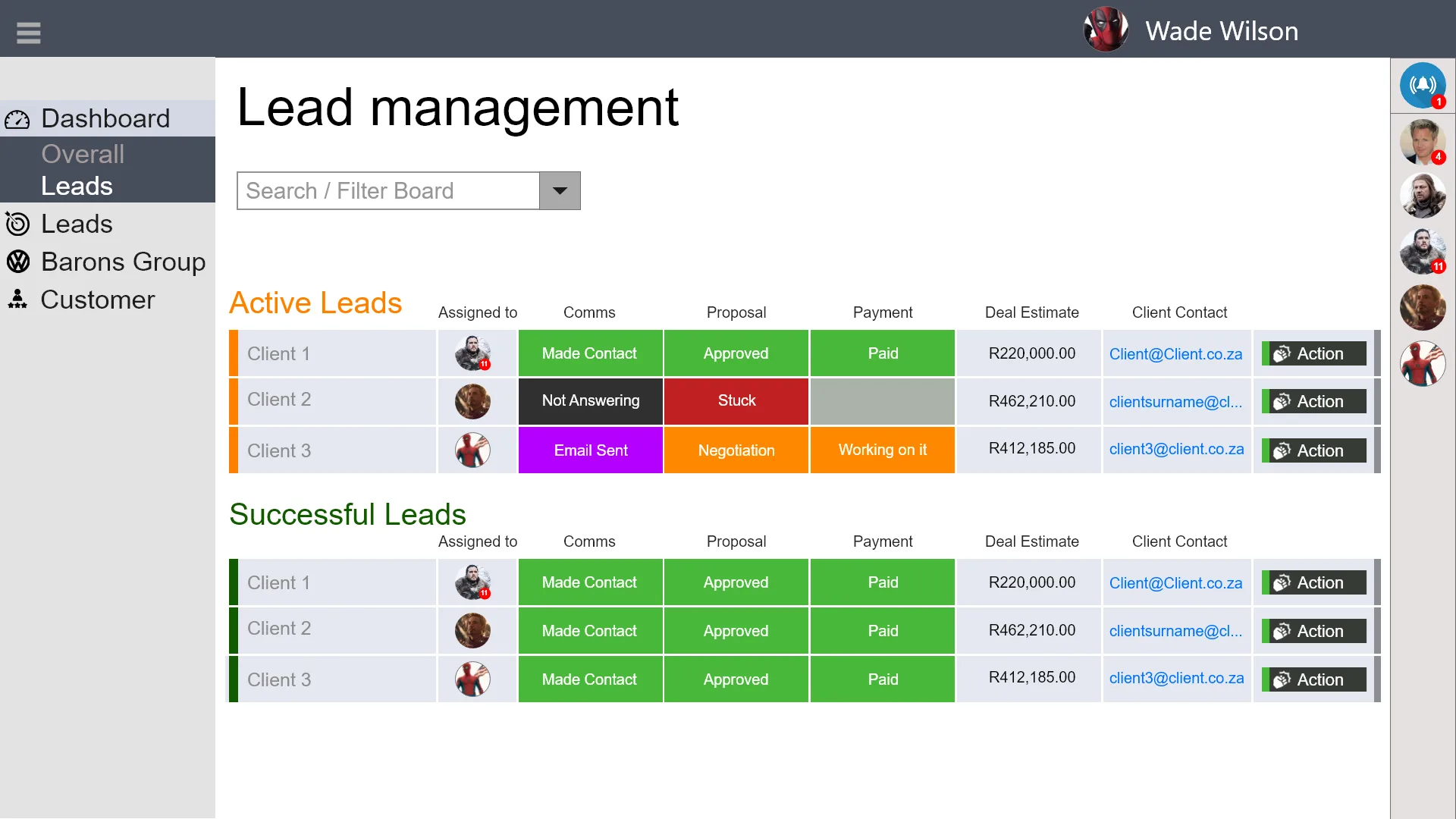 LMS lead queue dashboard