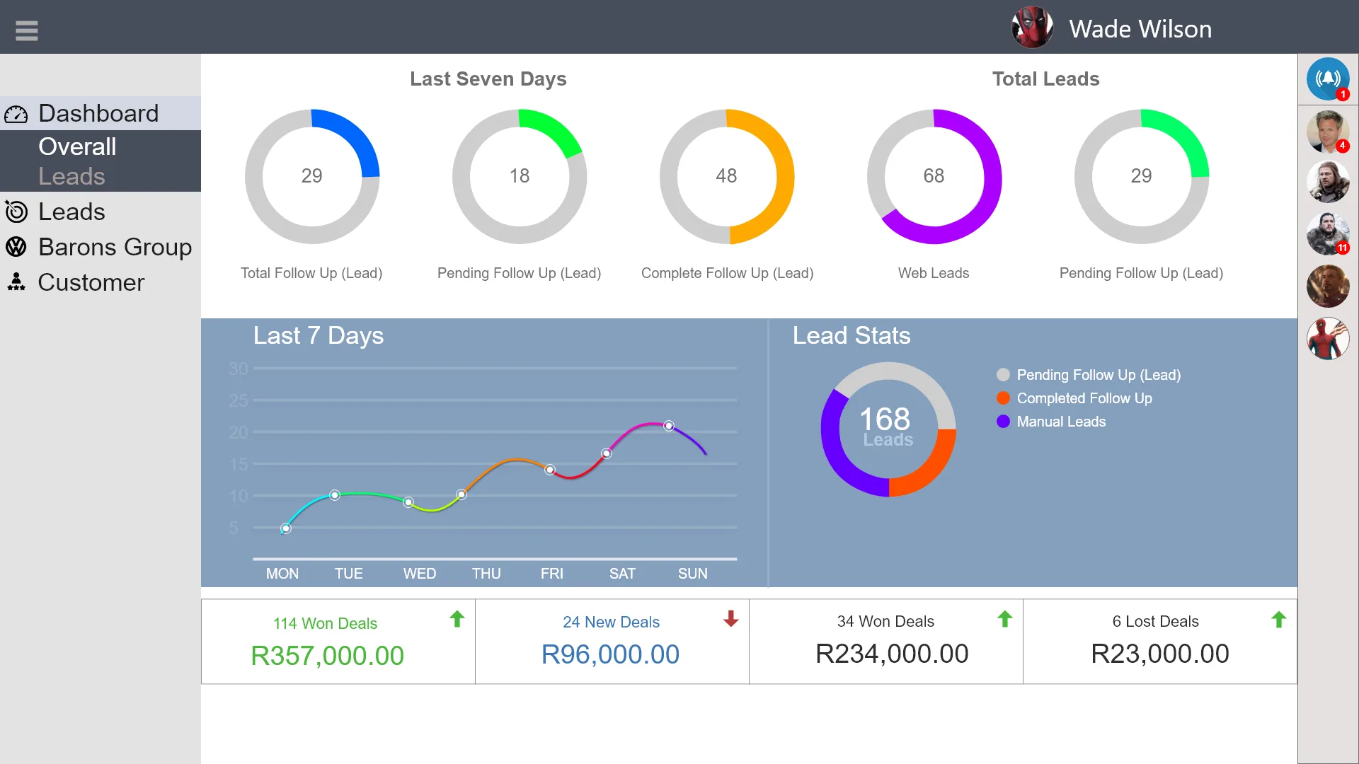 LMS lead card with VOIP call log